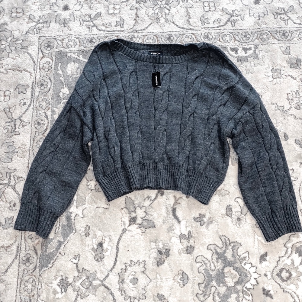 Grey knitted winter sweater